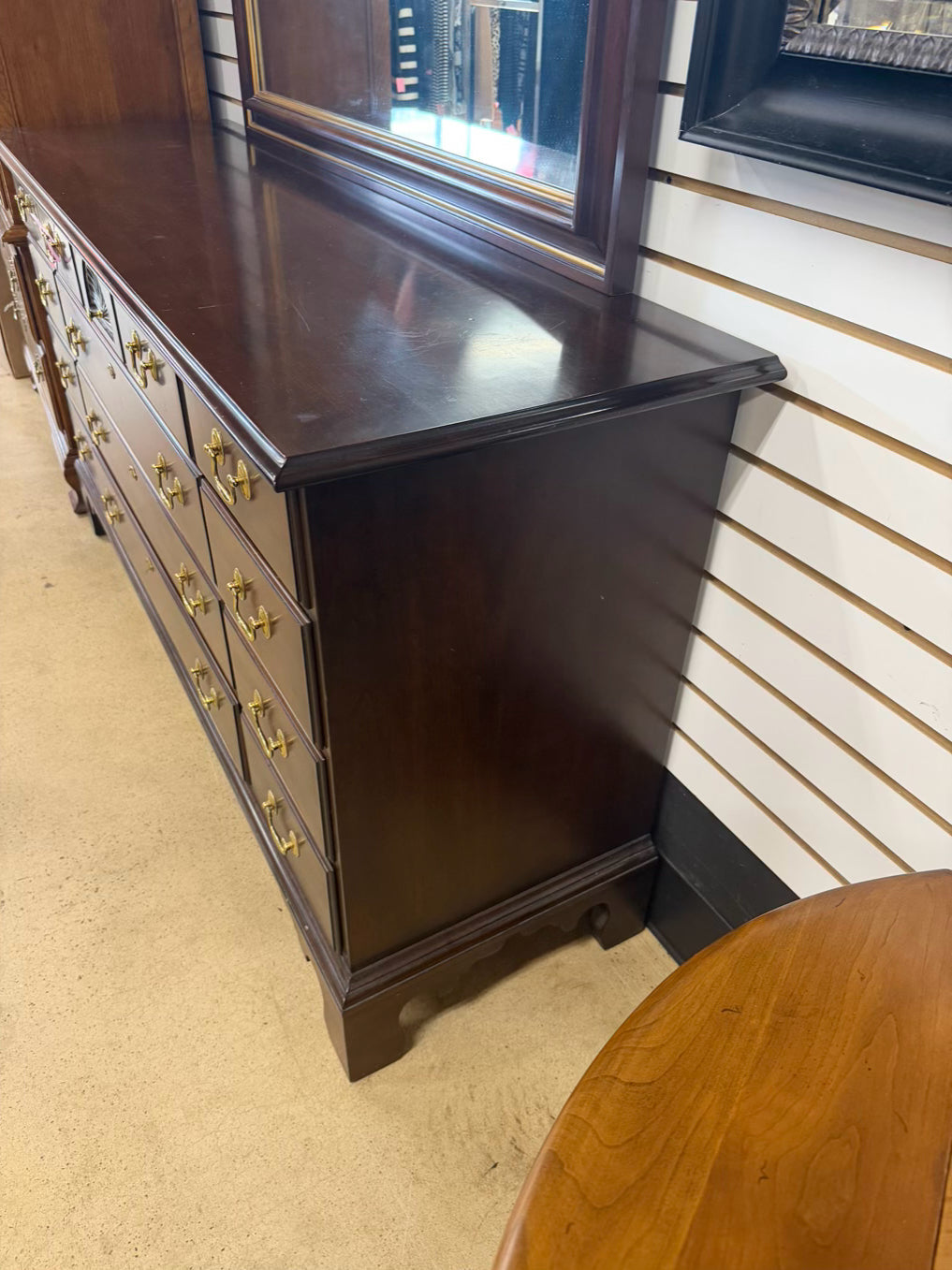 STATTON Wood Brown Dresser w/ Mirror