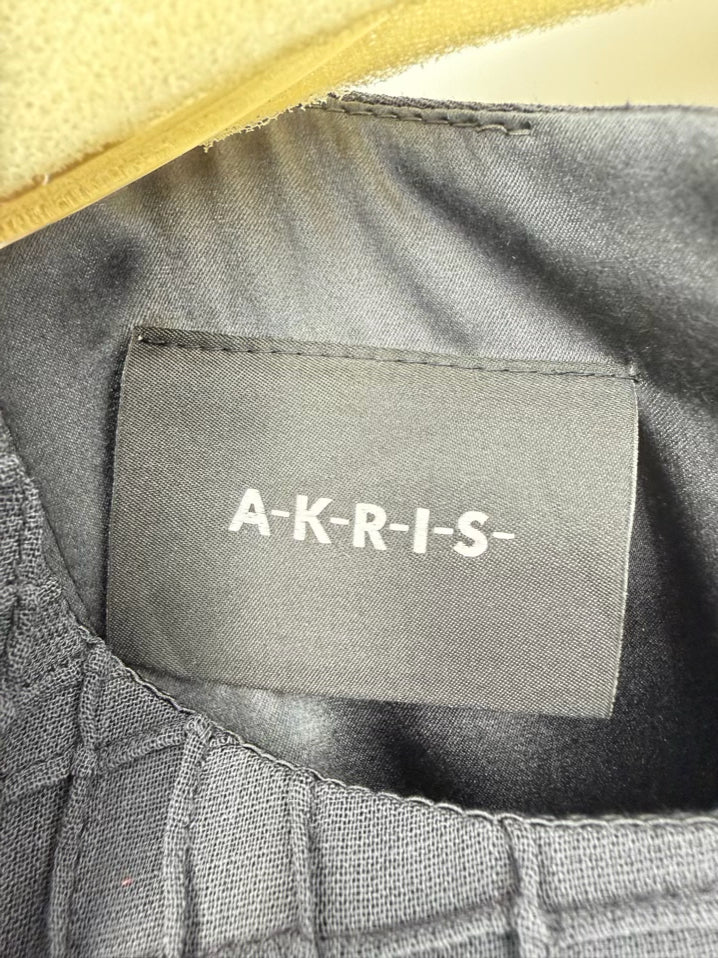 AKRIS Wmn's Size 6 Graphite Silk Grid Print Sleeveless Midi-Dress