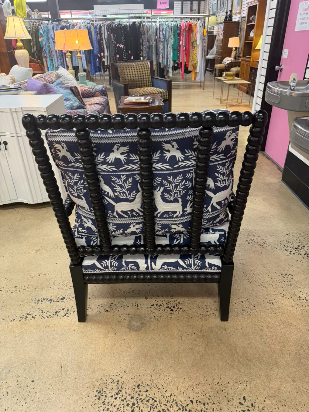 Blue & White Bobbin Wood Chair