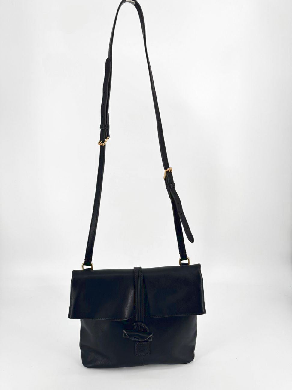 DOONEY & BOURKE Black Leather Crossbody Bag With Toggle Closure