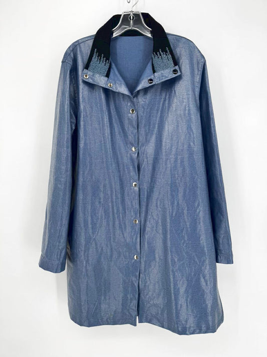 ROXY WELLS TYLER WELLS Size S Blue Reversible Linen Rain Jacket