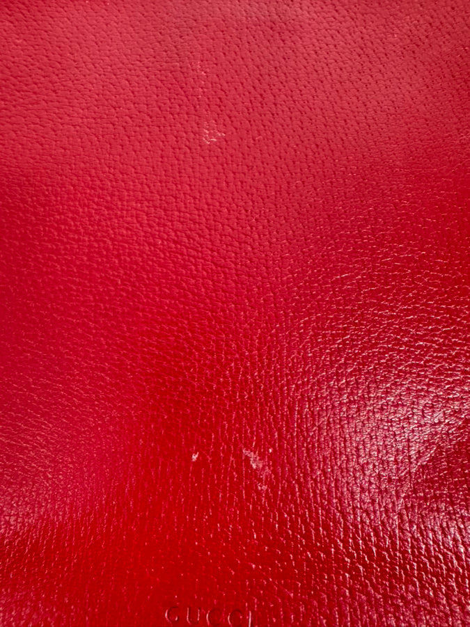 GUCCI Red & Brown Handpainted Tian GG Supreme Zip Pouch