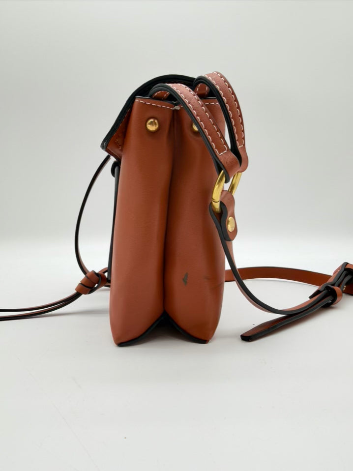 TORY BURCH Miller Chestnut Leather Crossbody Bag