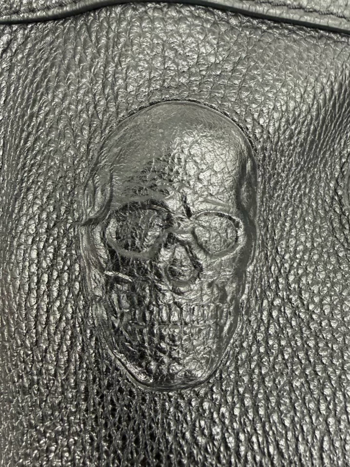 IOPELLE Black Leather Skull Design Purse