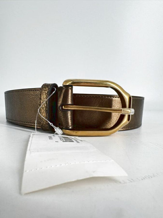 RALPH LAUREN M Leather Metallic Copper Belt NWT