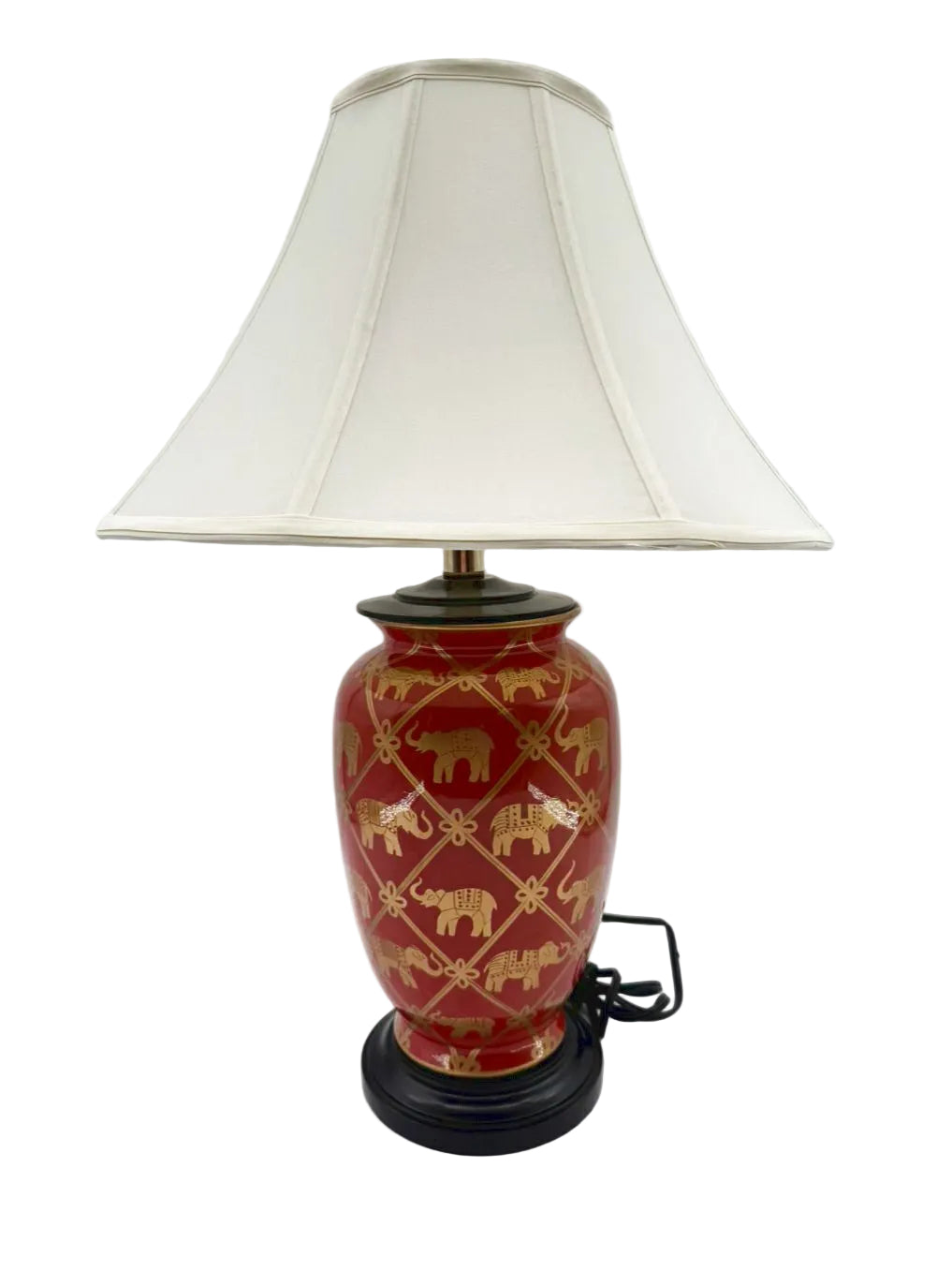 Rust & Gold Ceramic Elephant Lamp w/ Shade