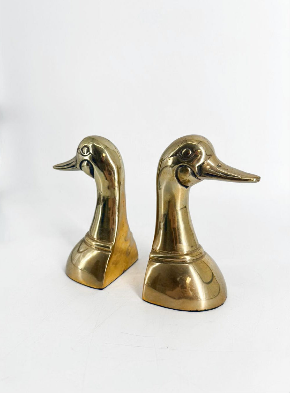 Gold Tone Brass Duck Book Ends