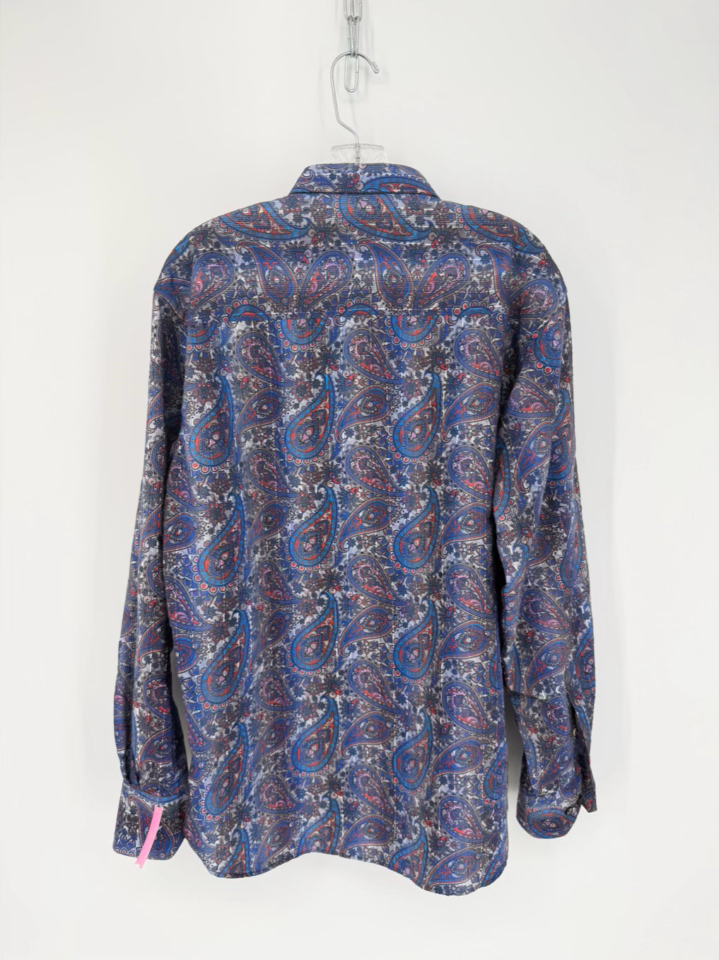 VISCONTI BLACK Size M Blue Paisley Long Sleeve Shirt
