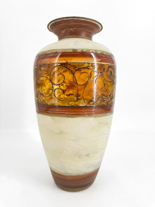 MURANO Cream & Tan Decorative Vase