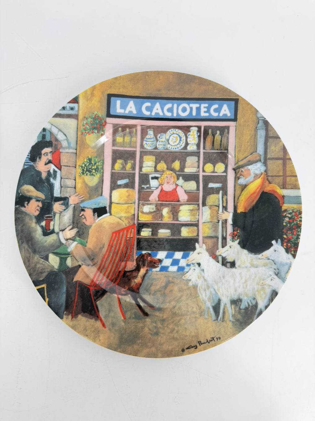 GUY BUFFET Multi Colored Ceramic Tuscan Storefronts Plate Setting For 6