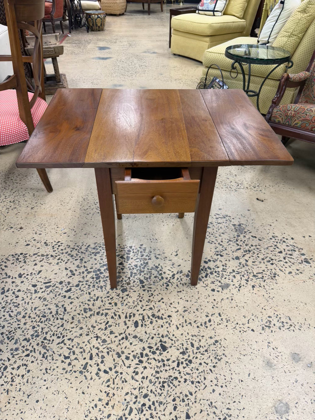 VINTAGE Light Pine Drop Leaf End Table