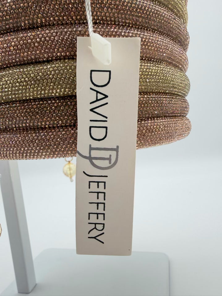 DAVID JEFFERY Beaded Pink & Gold Stripe Evening Bag NWT
