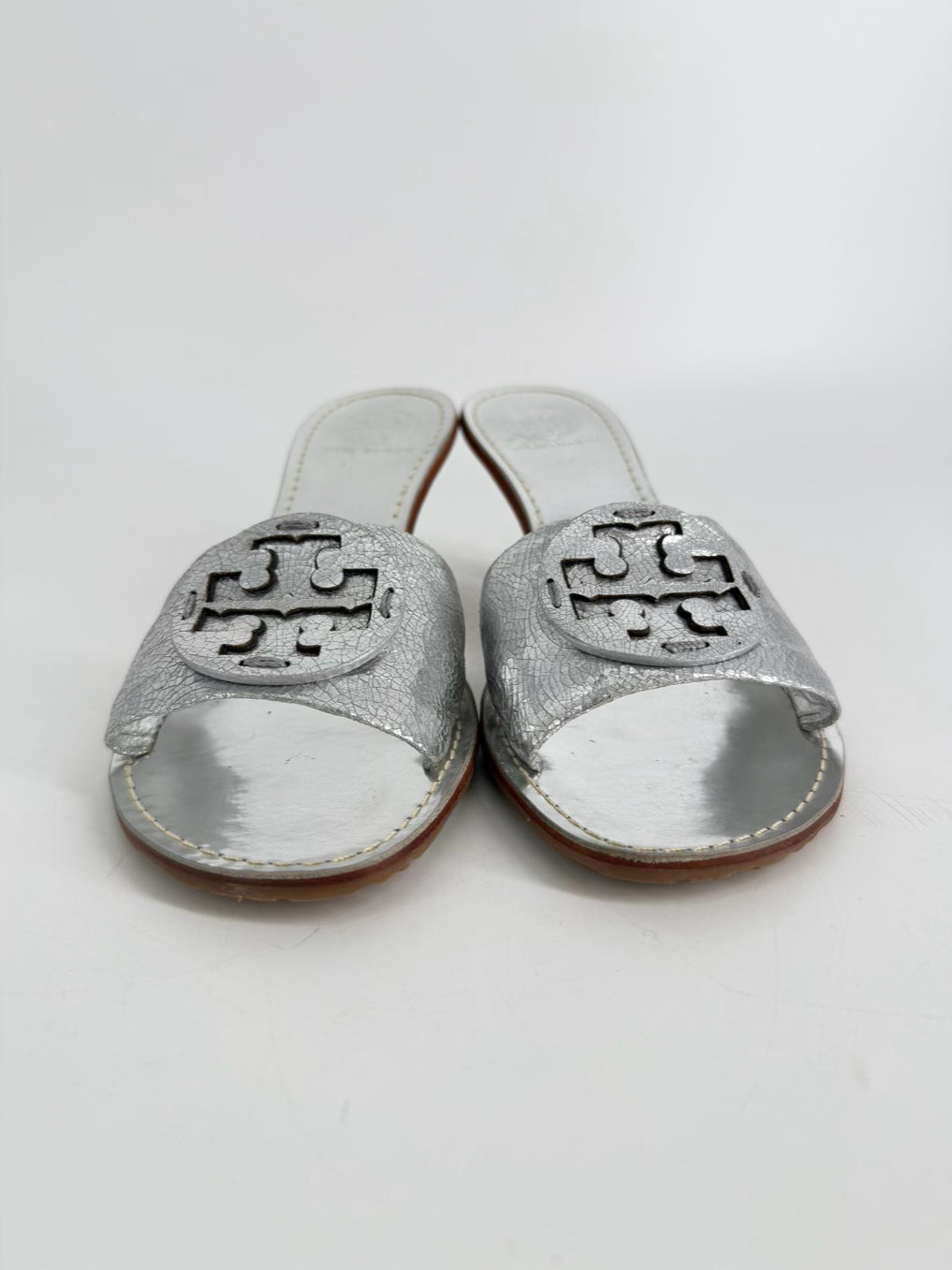 TORY BURCH Size 8.5 Silver Kitten heels