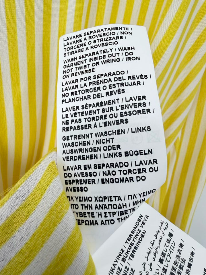 PIAZZA SEMPIONE Size 46 White & Yellow Stripe Blouse NWT