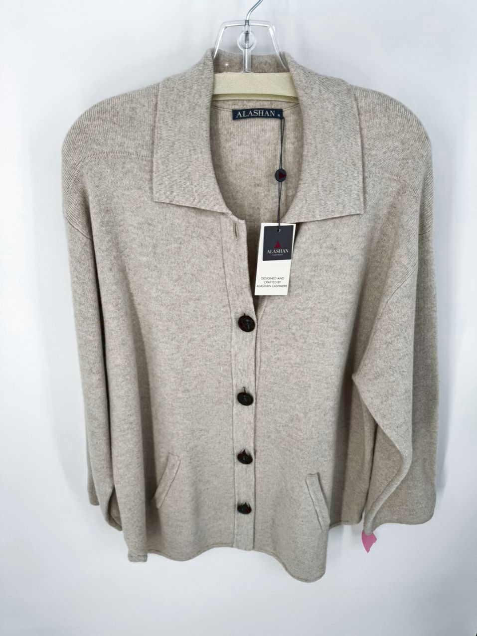 ALASHAN Size XL Sand Merino Wool Cardigan NWT