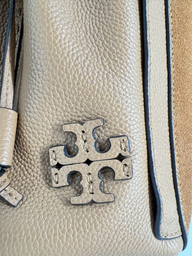TORY BURCH Cognac Leather McGraw Dragonfly Purse