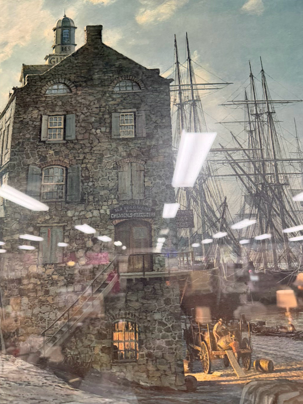 JOHN STOBART River Street By Moonlight Print In Wood Frame