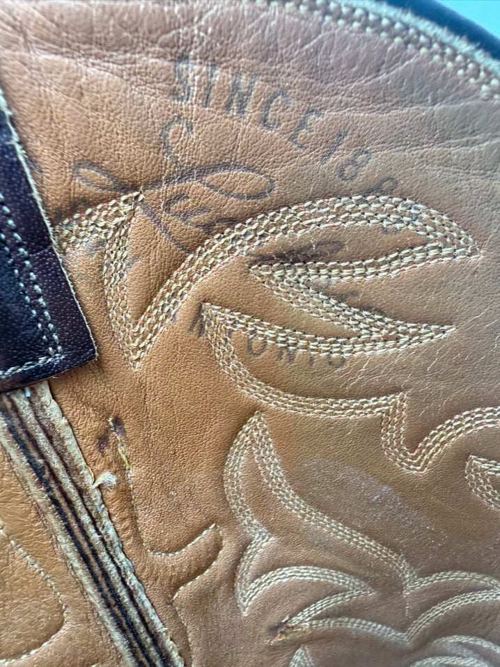 LUCCHESE MENS Size 10 Almond Leather Cowboy Boots