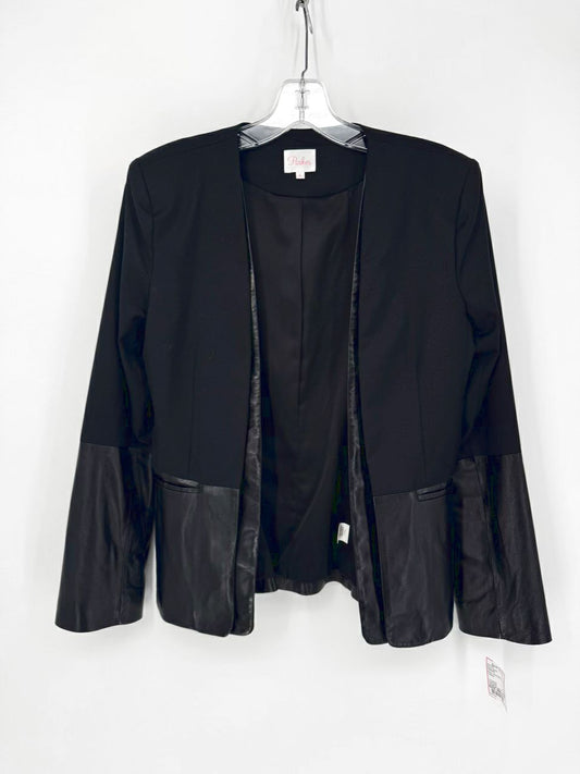 PARKER Size S Black Wool & Lambskin Leather Blazer