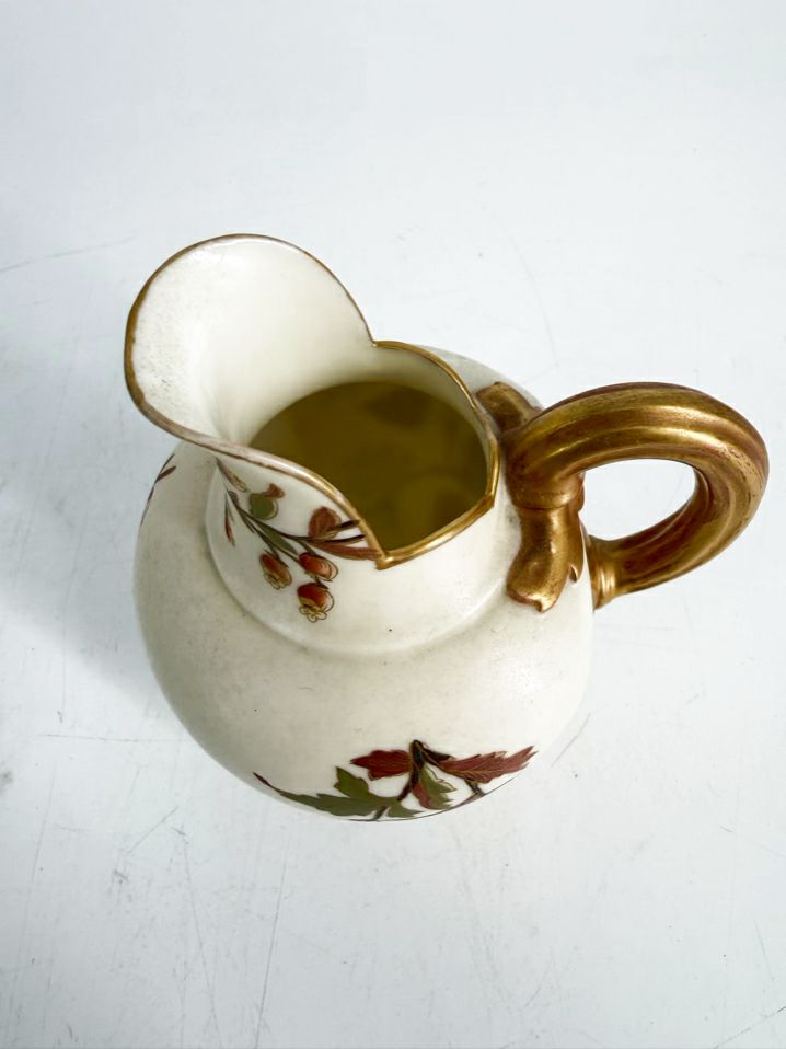 ROYAL WORCESTER Cream, Pink , Green & Yellow Flatback Pitcher