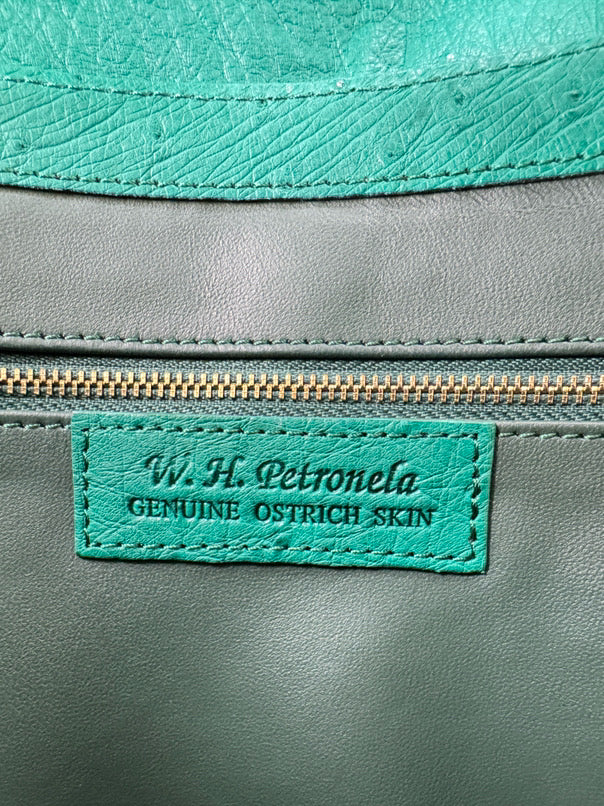 W H PETRONELA Teal Ostrich Crossbody Bag