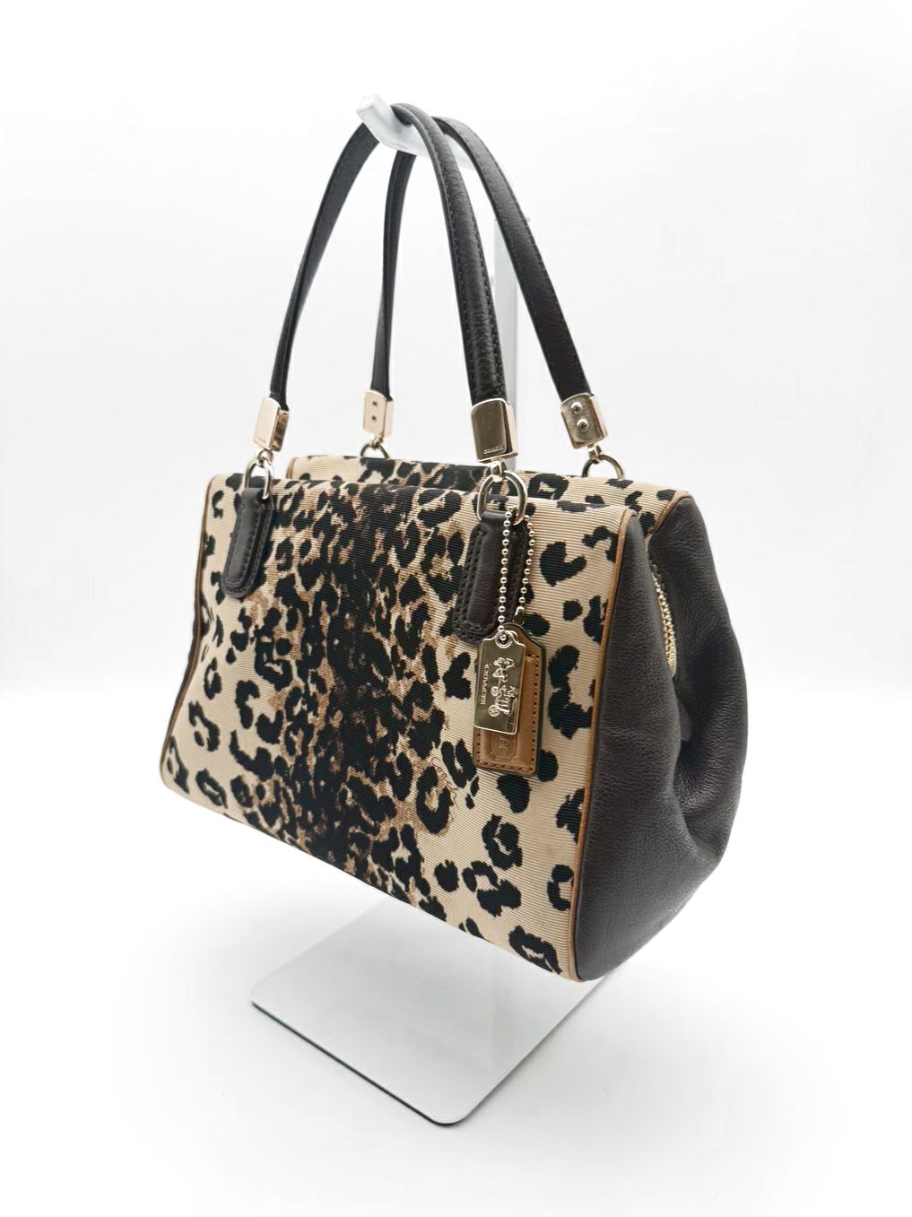 COACH Brown & Black Nylon Animal Print Purse