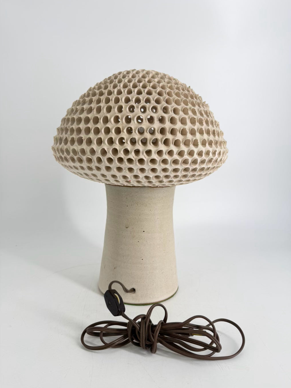 Cream Pottery 2 Piece Mushroom Lamp