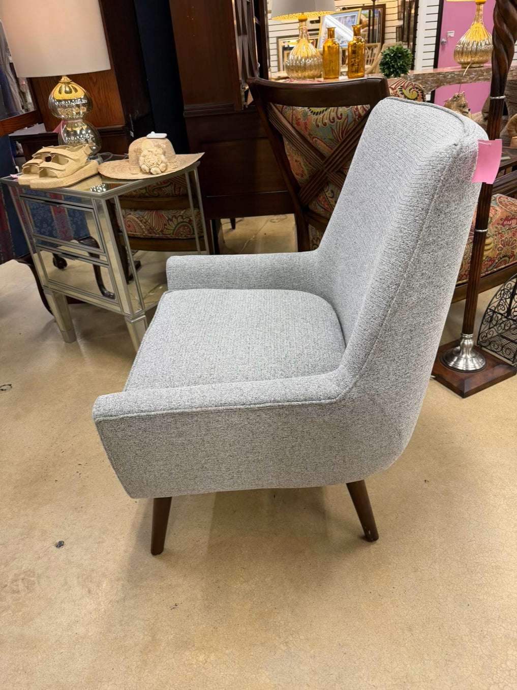 Gray Mid Century Look Chair & Ottoman Set