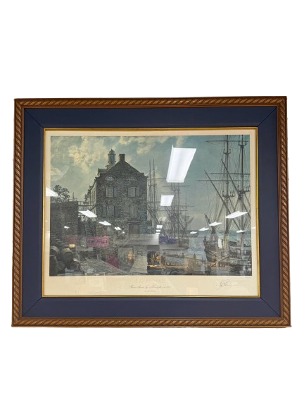 JOHN STOBART River Street By Moonlight Print In Wood Frame
