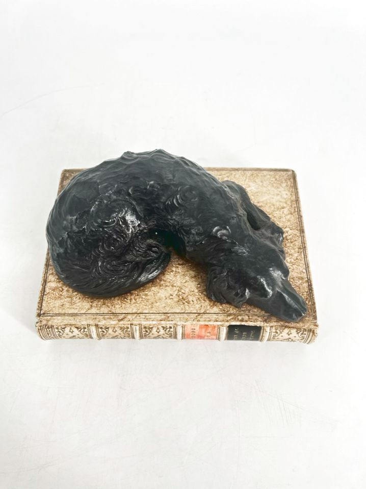Black & Gold Resin Dog Book Paperweight
