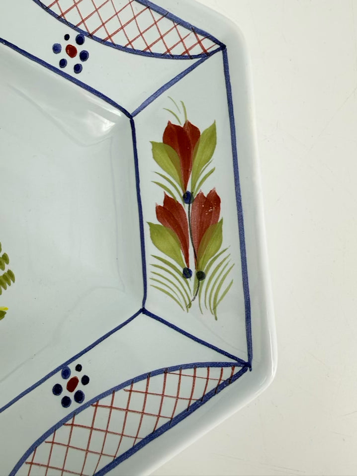 QUIMPER Mistral Blue White, Red & Yellow Ceramic Platter
