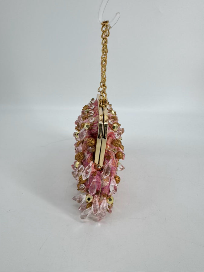 RAFE Pink & Gold Beaded Evening Bag