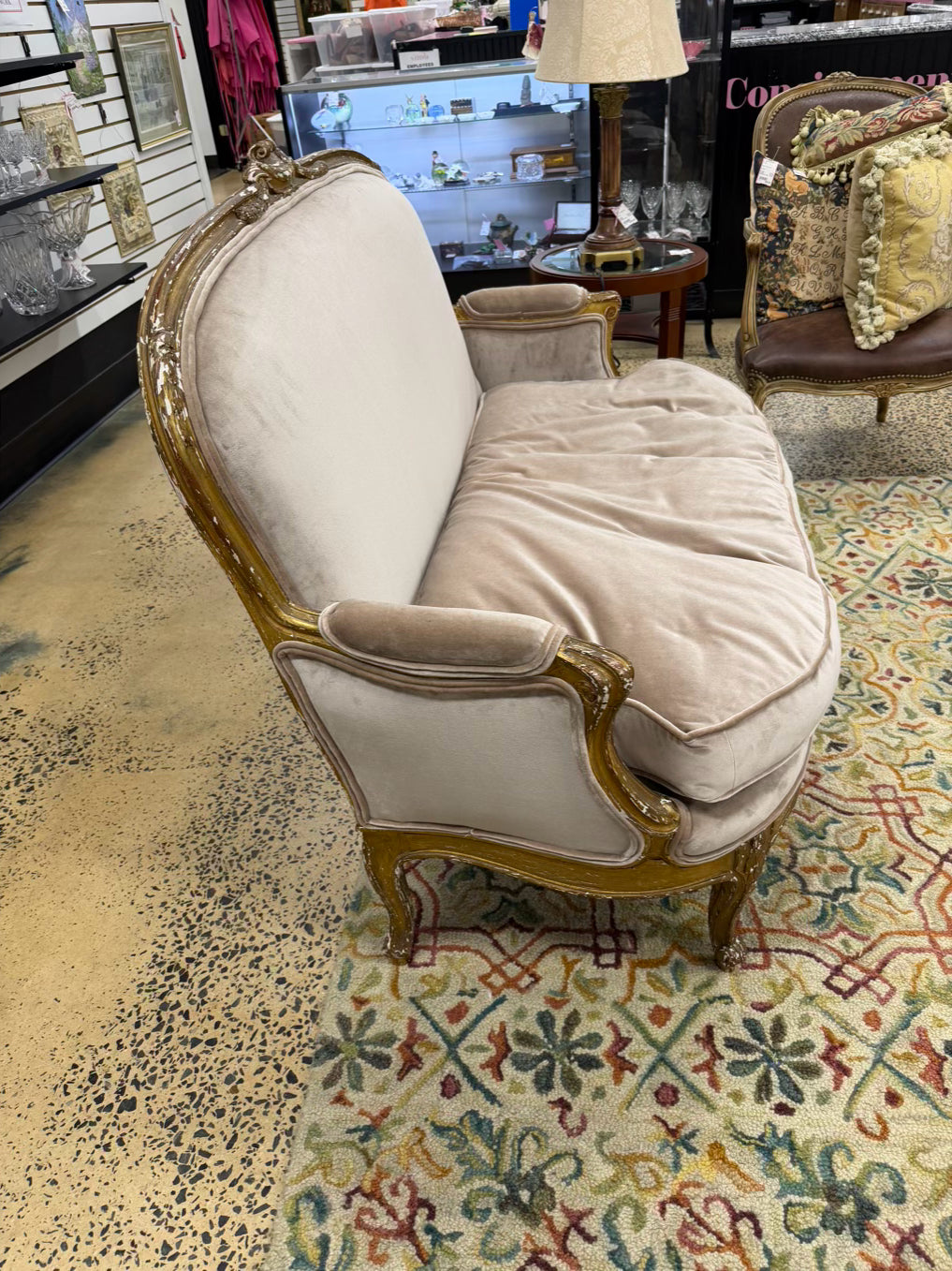 Gold French Louis XV Wood Carved Sofa