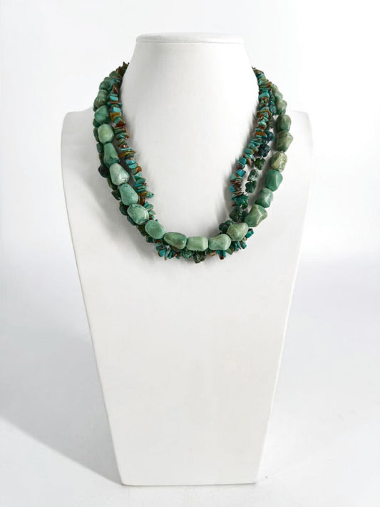 Blue & Green Turquoise 3 Strand Necklace