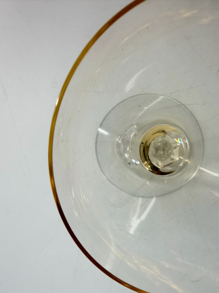 VINTAGE FOSTORIA Crystal Vogue Gold Tint Set of 8 Champagne Glasses