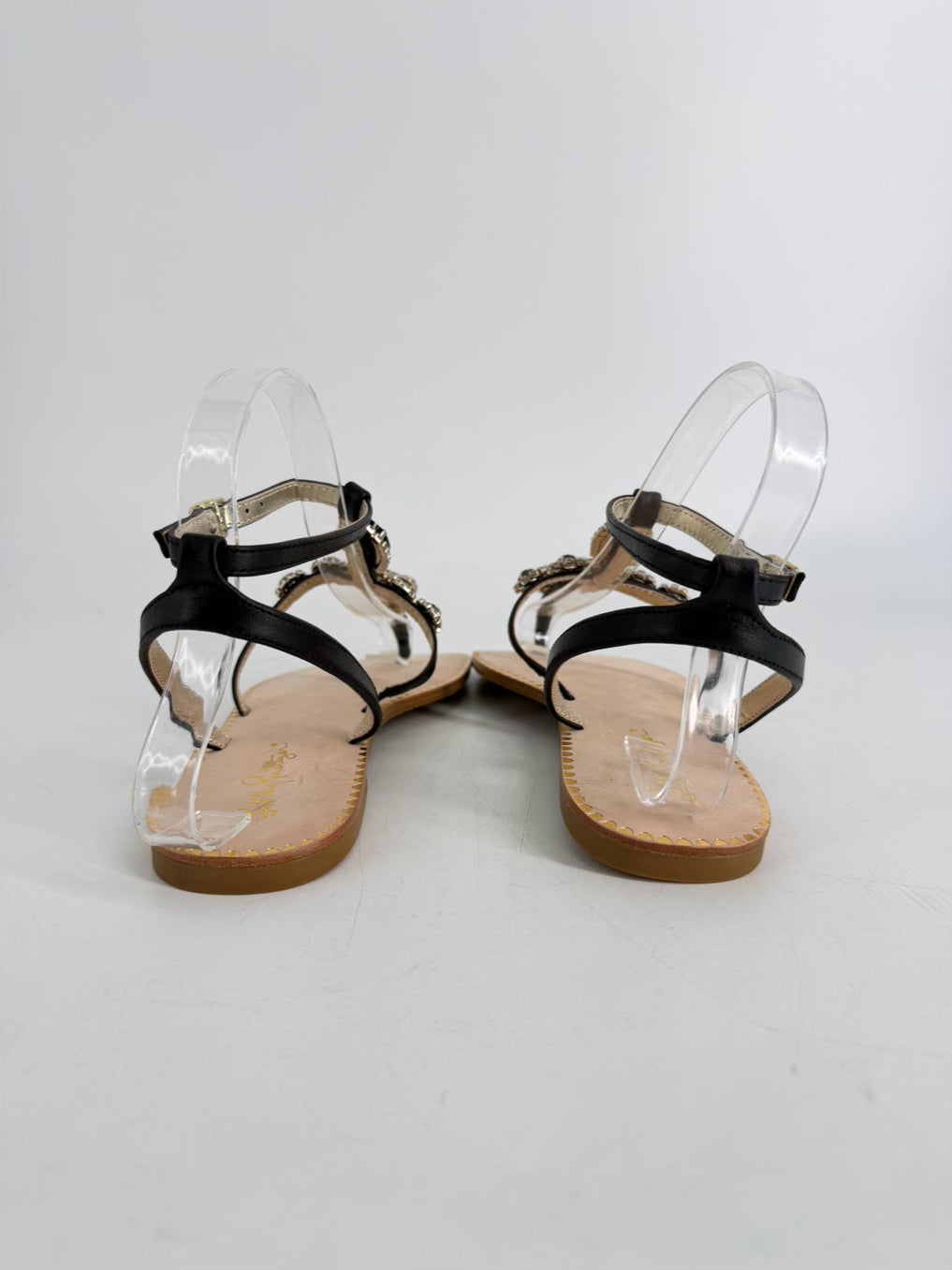 LILLY PULITZER Size 7.5 Black & Silver Gemstones Sandals NWOT