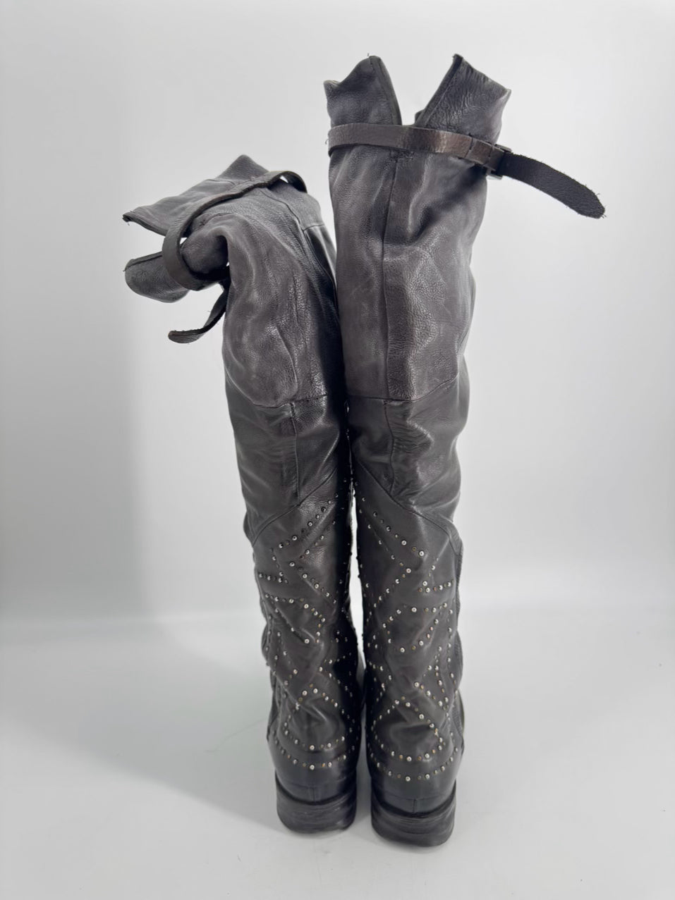 AS 98 Size 39 Gunmetal Leather Embossed Boots