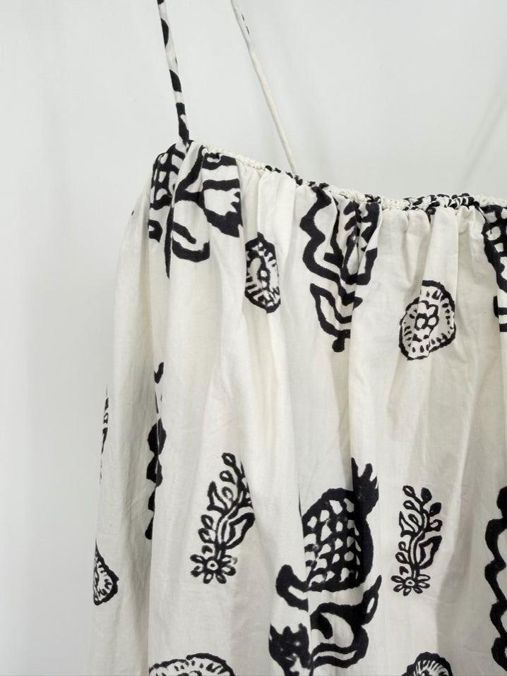 RHODE Wmn's Size XS Ivory & Black Print Sleeveless Dress NWT