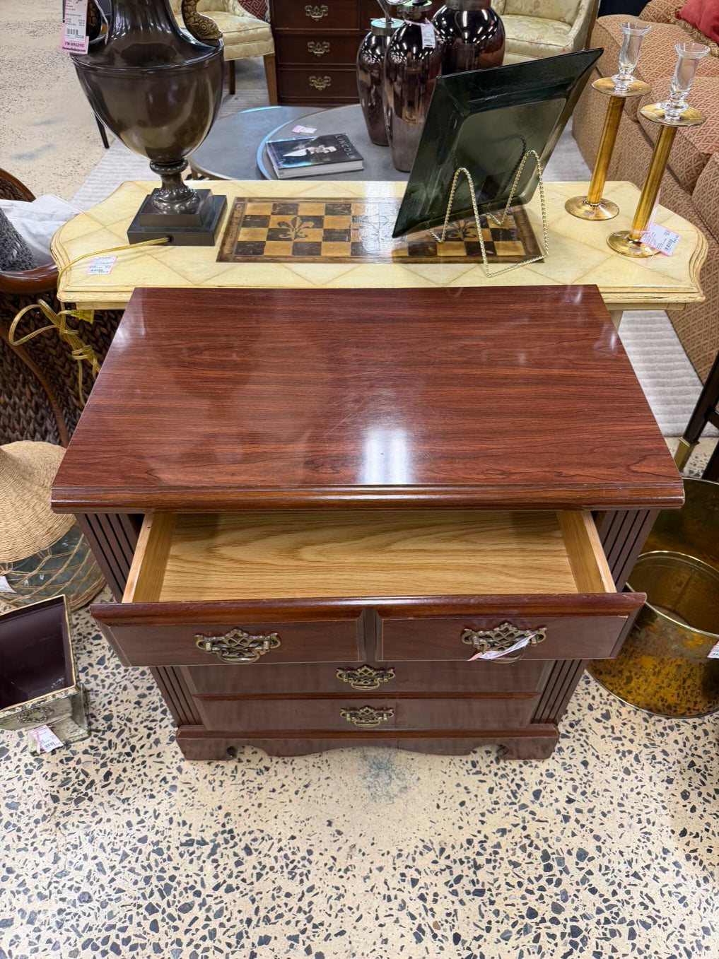 Dark Brown Wood 3 Drawer Chest