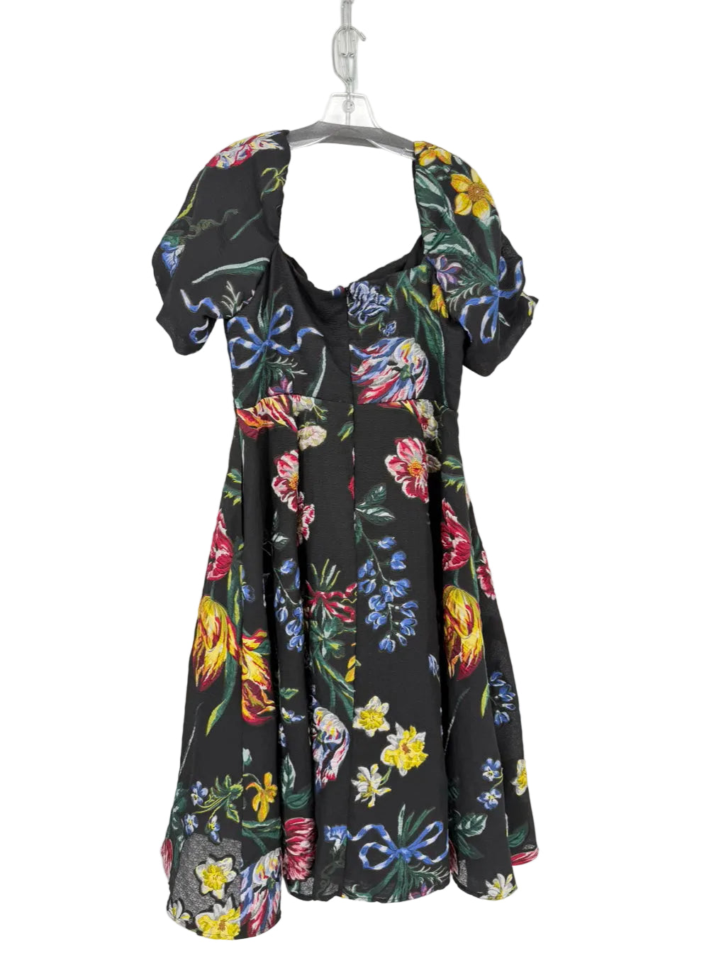 MARCHESA NOTTE Wmn's Size 16 Black Jacquard Floral Evening Wear