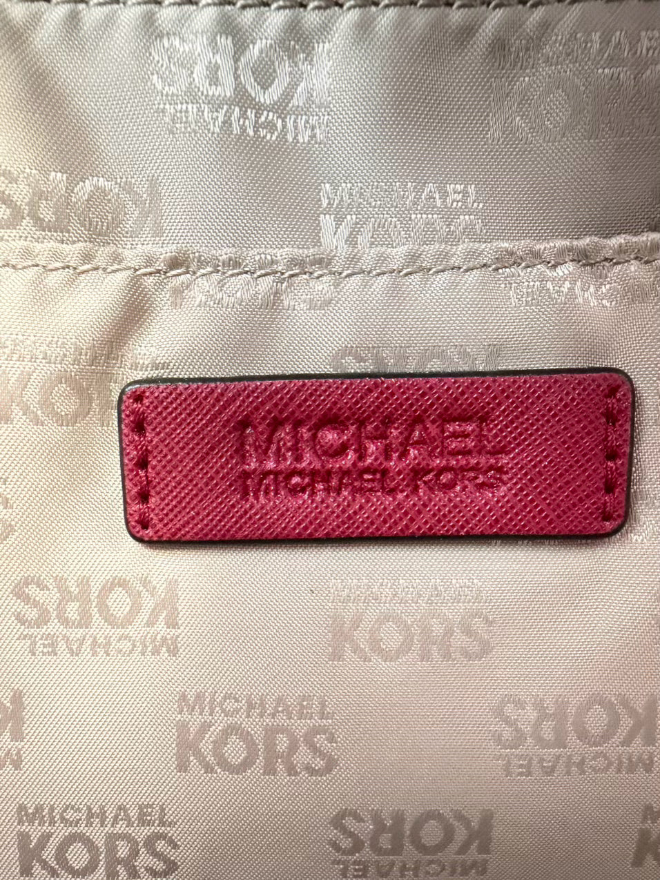 MICHAEL KORS Burgundy Jet Set Saffiano Leather Pocket Tote w/ Gold Tone Hardware