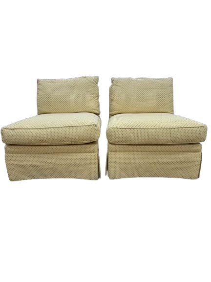 SHERRILL Yellow / Blue Pair Of Slipper Chairs