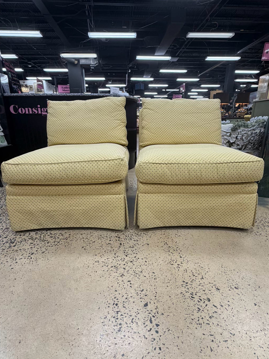 SHERRILL Yellow / Blue Pair Of Slipper Chairs