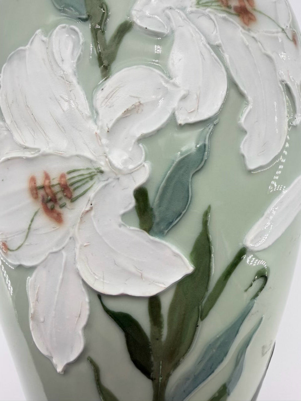Green & White Porcelain Flower Jar