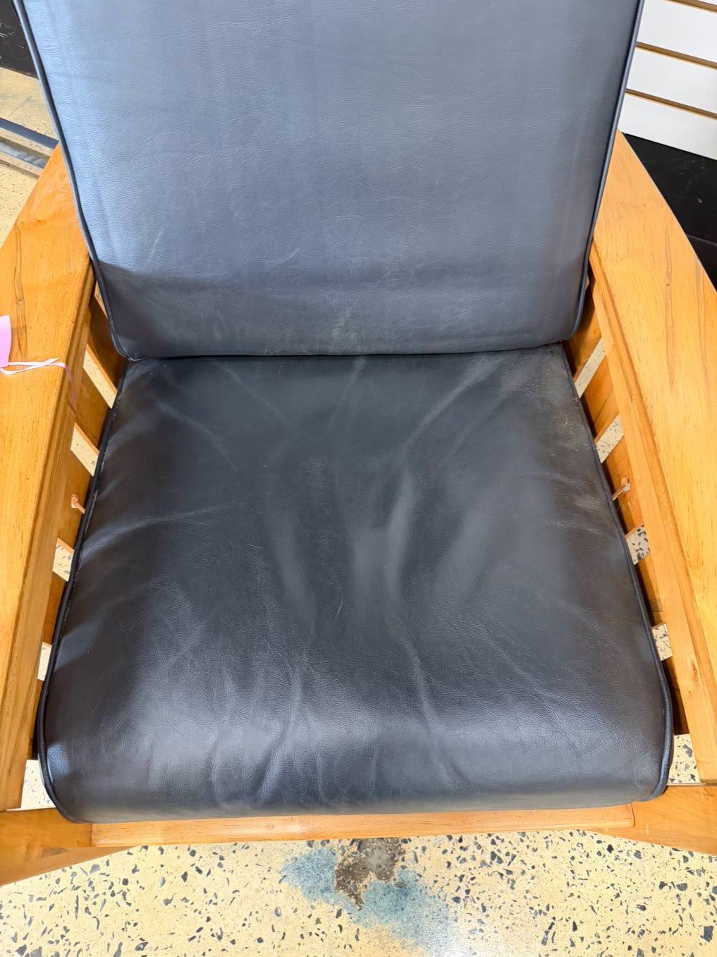 HAND CRAFTED Light Maple William Morris Style Chair w/ Black Leather Cushions