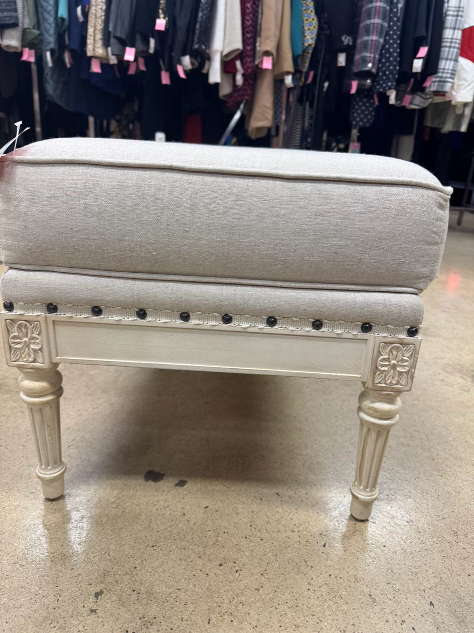 ETHAN ALLEN Cream French Foot Stool