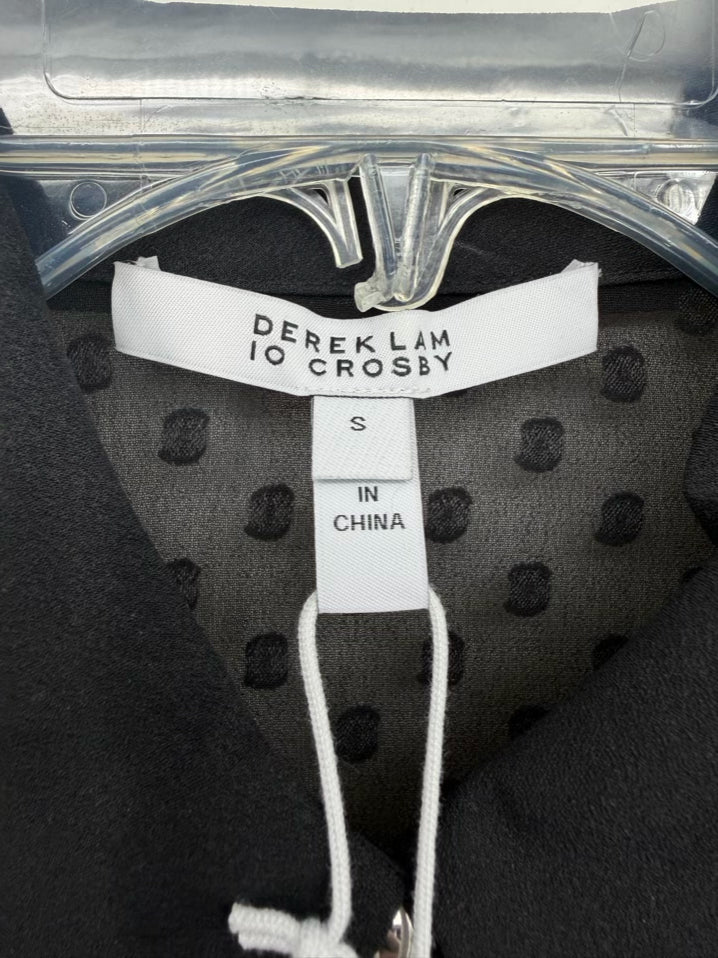 DEREK LAM 10 CROSBY Size Wmn's S Black Pleated Swiss Dot Sheer Blouse NWT