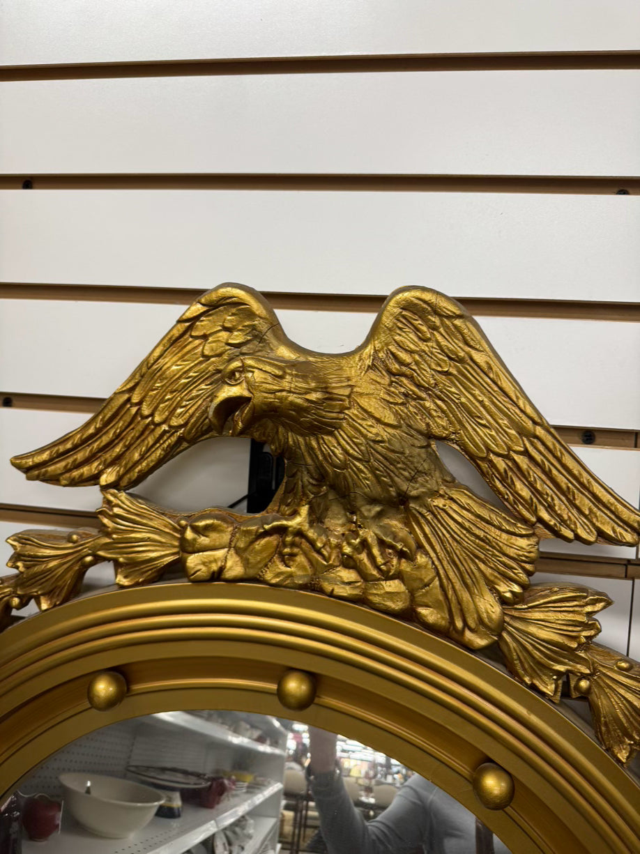 STROUPE MIRROR CO. Gold Wood Federal Eagle Convex Mirror
