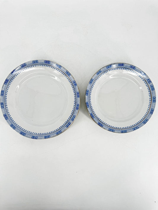 MELBAR Blue & White Set of 4 Dinner & Salad Plates