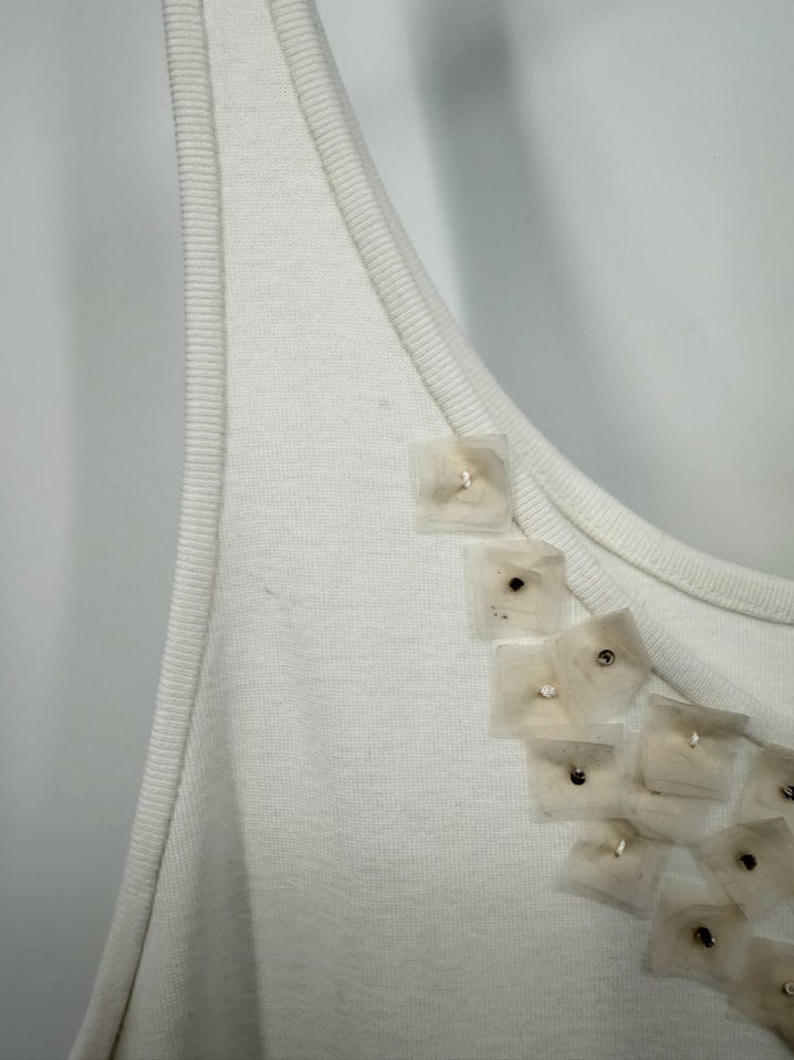 EILEEN FISHER Size L White Details Shell NWT